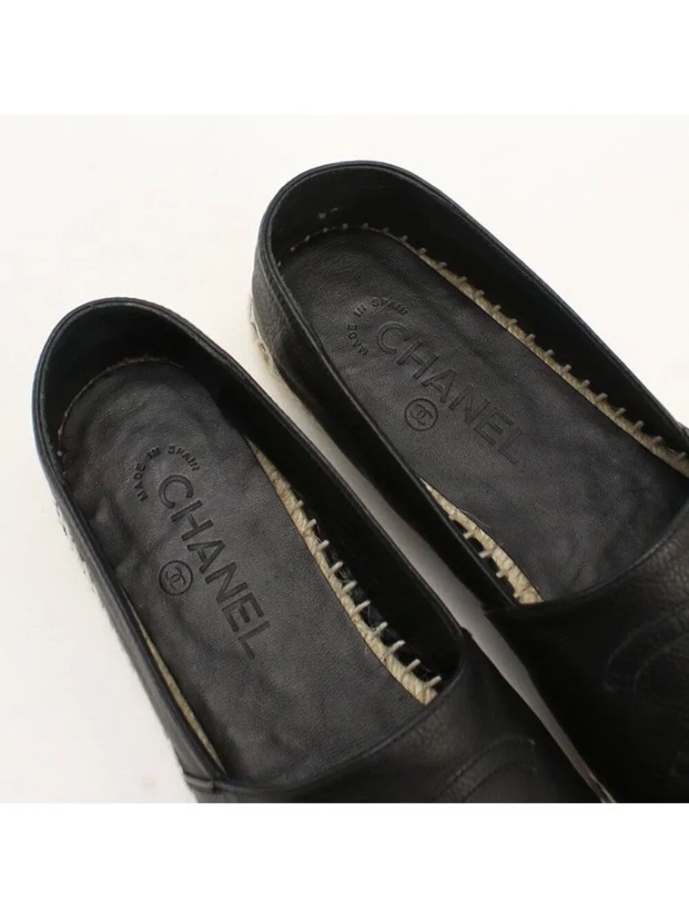 Chanel Espadrilles CC Logo Shoes Leather